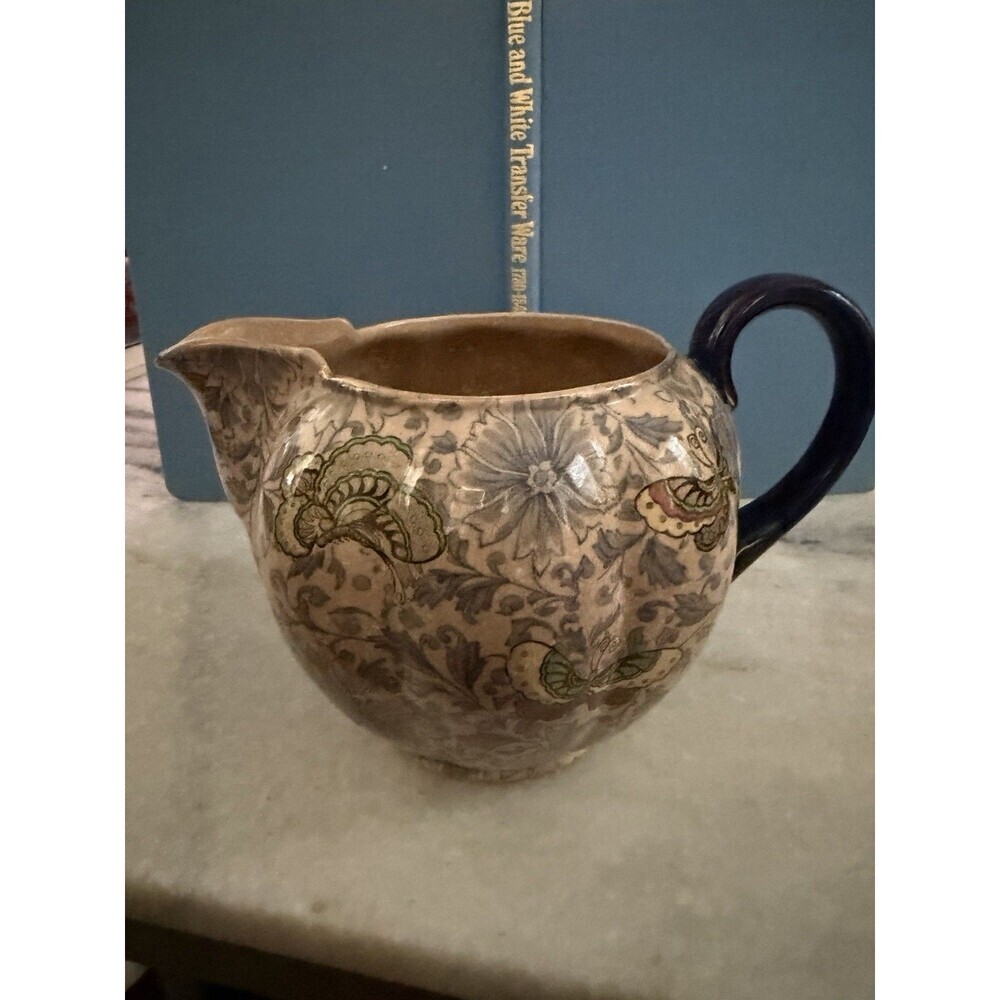 Royal Doulton Antique Ceramic Pitcher Floral Butterflies Crazing Made In England - Picture 6 of 11